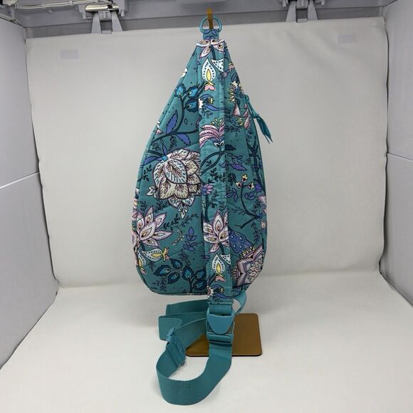 Vera Bradley Peacock Garden Sling Backpack Crossbody Quilted Blue Floral Bag main image 11